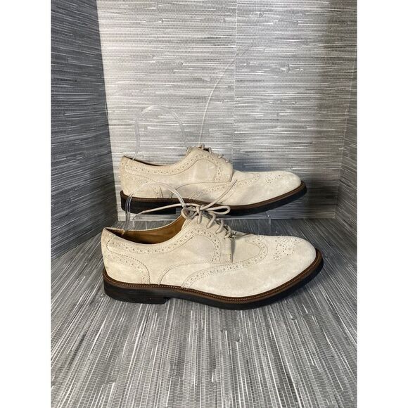 Eleventy Men's‎ Lace Up Suede Dress Shoes Cream Tan Size US 12 EU 46